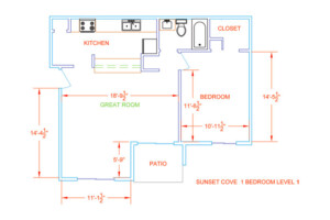 1 Bedroom / 1 Bath Large Level 1 Finishes Floorplan