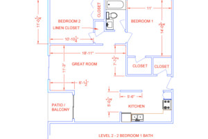 2 Bedroom / 1 Bath Level 2 Finishes Floorplan